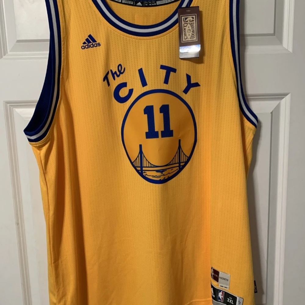 Adidas NBA Golden State Warriors Klay Thompson Yellow and Blue Basketball Jersey